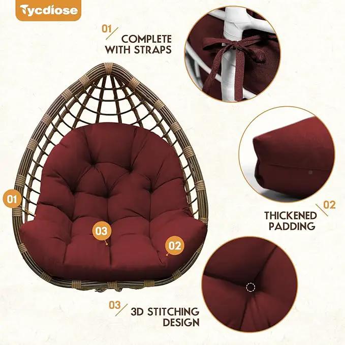Egg Chair Cushion Replacement, Waterproof Outdoor Hanging Egg Chair Cushion Hammock Swing Chairs Cushions Pads, U-Shaped Thickened Cushions for Hanging Eggs Chairs, 47x33x7 Inches (Red) by GreenHaven Gardens