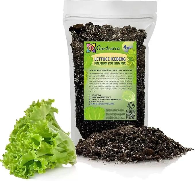 Premium Potting Soil Blend for Lettuce Iceberg - The Ultimate Mix for Healthy, Vibrant, and Crisp Lettuce - 4 Quart by GreenHaven Gardens