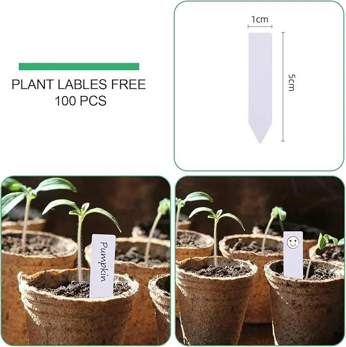 JERIA 100-Pack 3.15 Inch Peat Pots for Seedling with 100 Pcs Plant Labels,Outdoor Garden Germination Nursery Pots,Biodegradable Seed Starter Pots Kits by GreenHaven Gardens