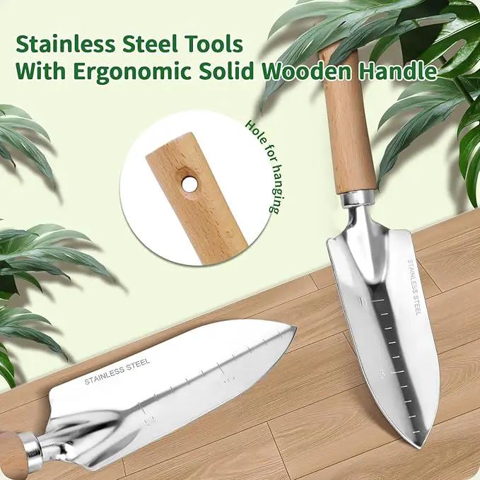 Garden Tool Set,10 Piece Garden Kit,Heavy Duty Stainless Steel Gardening Hand Tools with Durable Storage Tote,Rust-Proof Garden Tools,Gardening Gifts for Women Men Pink Floral Pattern Design by GreenHaven Gardens