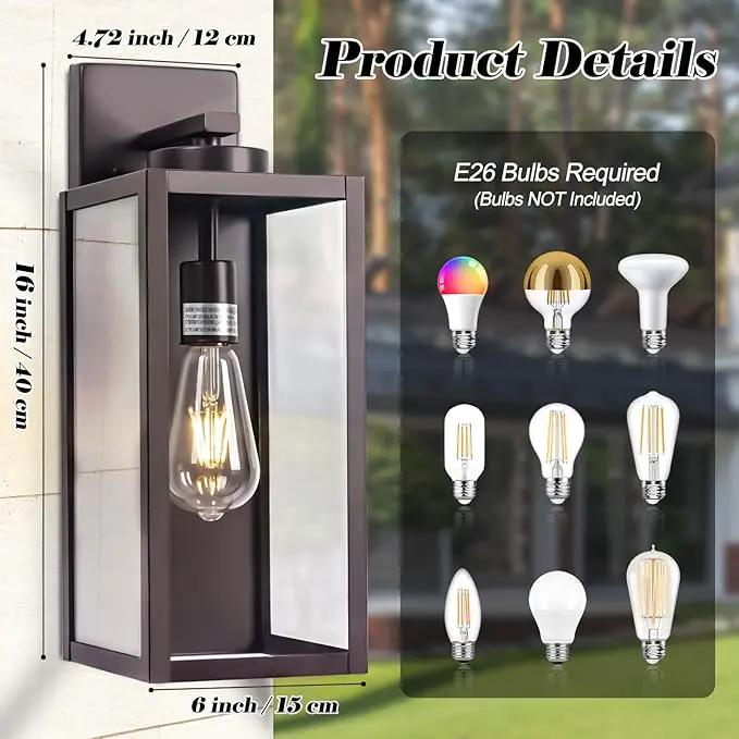 16-inch Oil-Rubbed Bronze Large Outdoor Wall Light Fixture, Brown Exterior Wall Lantern, Farmhouse Porch Sconce Lighting, Modern Outside Lights for House, Garage, Patio Lamp, 2 Packs by GreenHaven Gardens