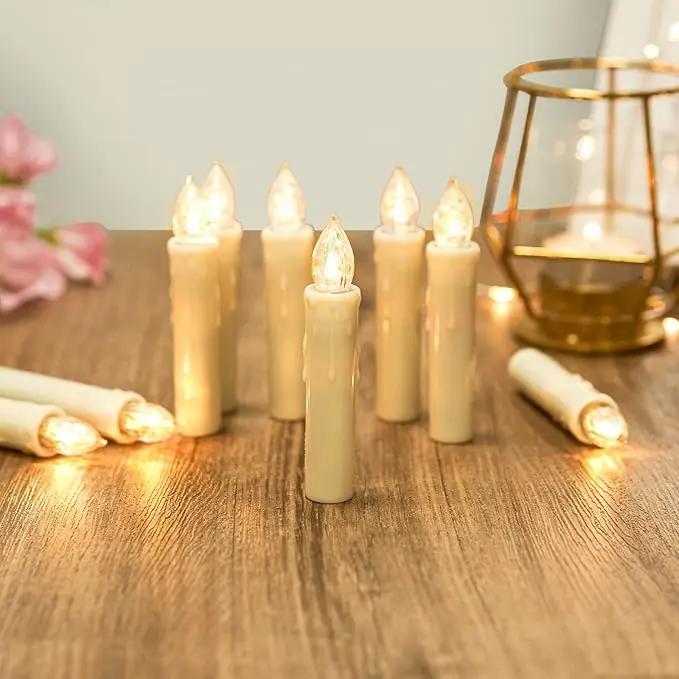 Flickering Flameless Window Candle LED Christmas Tree Candle Lights Warm White Battery Operated Electric Taper Candles with Remote Perfect for Home Garden Wedding Parties Decor (12 PCS,Ivory) by GreenHaven Gardens