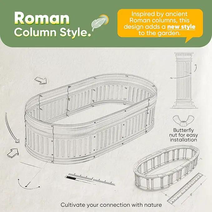 KING BIRD Raised Garden Bed Kit 2025 Upgraded Modular DIY Galvanized Planter Garden Box Outdoor for Gardening, Vegetables, Flowers, Elegant Roman Column Design, 47x24x24 in, Silver by GreenHaven Gardens