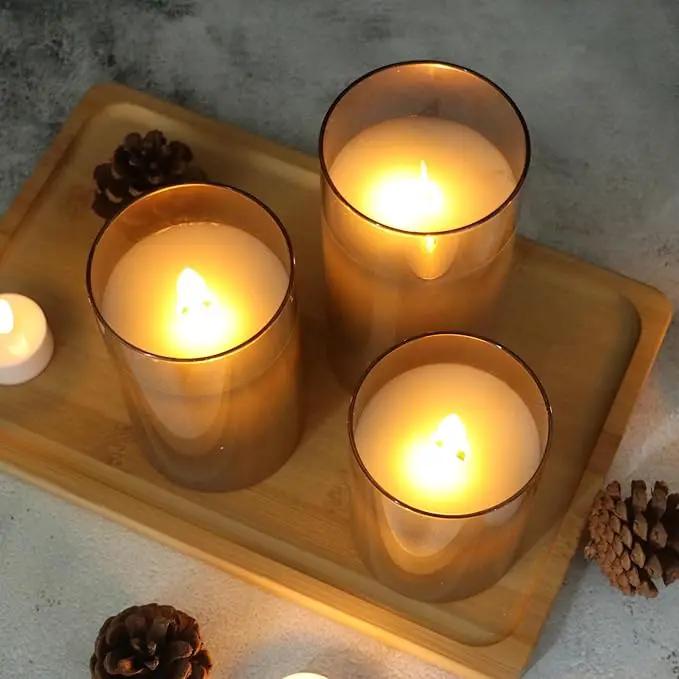 Glass Realistic Flickering Flameless Candles with Remote Timer, LED Pillar Candles Battery Operated with 3D Wick, Real Wax Fake Candles Home Decor for Wedding Festival Party by GreenHaven Gardens