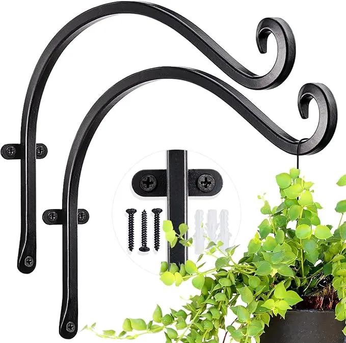 AJART Hanging Plant Hanger Outdoor: 12-Inch Bird Feeder Wall Hooks - Rust-Resistant Plant Bracket Hook for Hanging Flower Baskets by GreenHaven Gardens