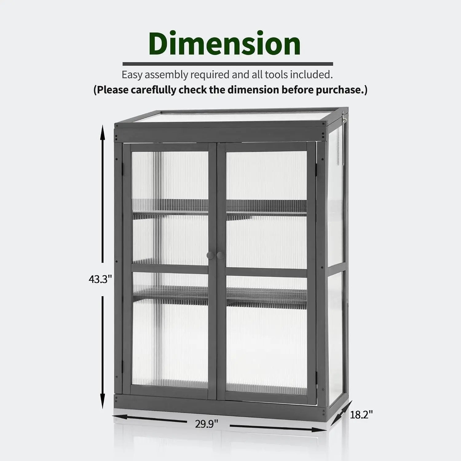 MCombo Wooden Cold Frame Greenhouse, Raised Flower Planter Shelf Protection for Outdoor Indoor Use, 0760 (Dark Grey) by GreenHaven Gardens