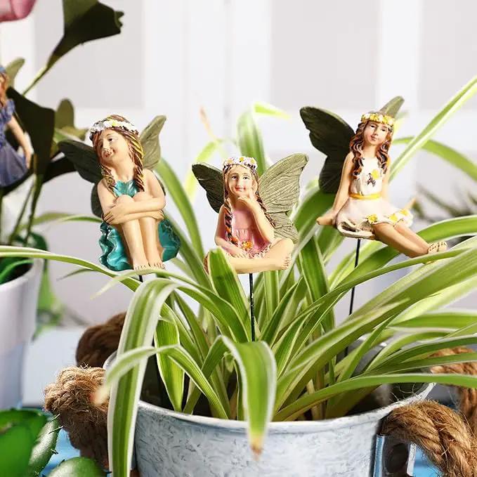 Bucherry 12 Pieces Garden Mini Fairies Figurines Miniature Fairy Sculpture Decoration Tiny Garden Accessories for Home Outdoor Yard Lawn Flower Pot Decor(Elegant) by GreenHaven Gardens