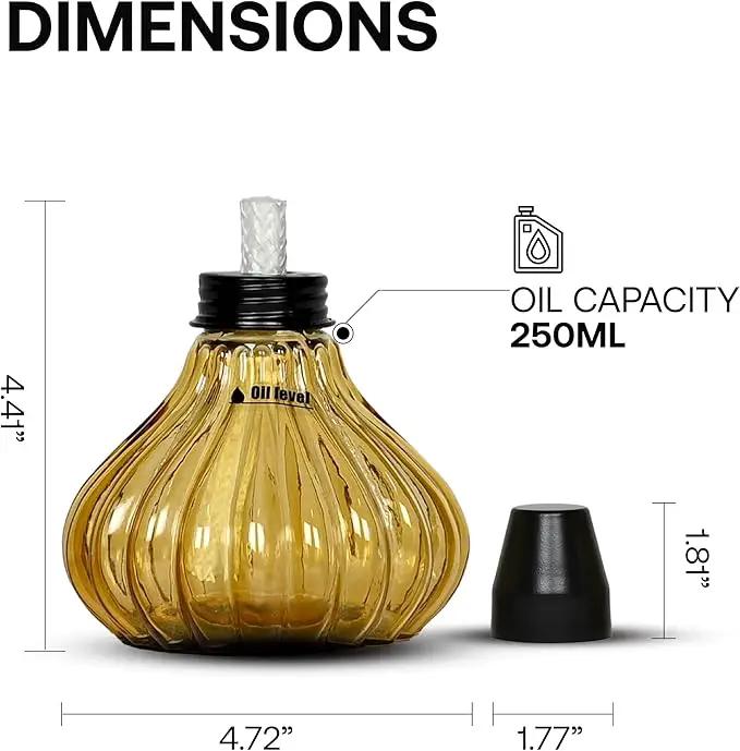 Deco Window Pack of 3 Table Torch for Indoor Outdoor Citronella Oil Tabletop Glass Lamp Landscape Yellow Lantern with Fiberglass Wick & Cap for Patio Garden Yard Party Decor Light by GreenHaven Gardens