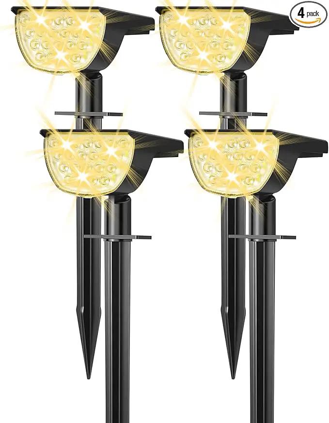 Solar Lights Outdoor Waterproof IP65, 76 LED 3 Lighting Modes Solar Spot Lights Outdoor Yard Garden Landscape Pathway (Warm White, 4 Pack) by GreenHaven Gardens