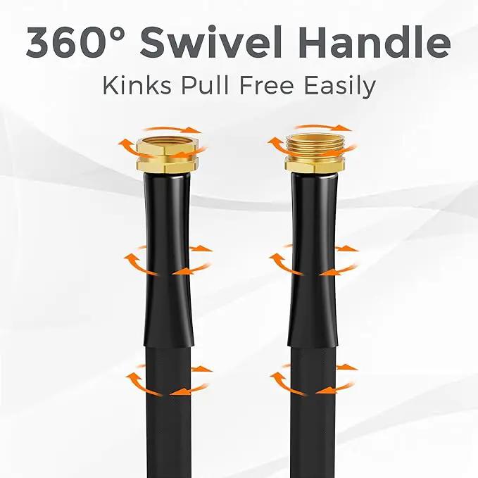 Giraffe Tools Garden Hose 25FT Lightweight Lay Flat Water Hose Kink Free Flexible Hose with 9 Spray Function Nozzle（Black） by GreenHaven Gardens
