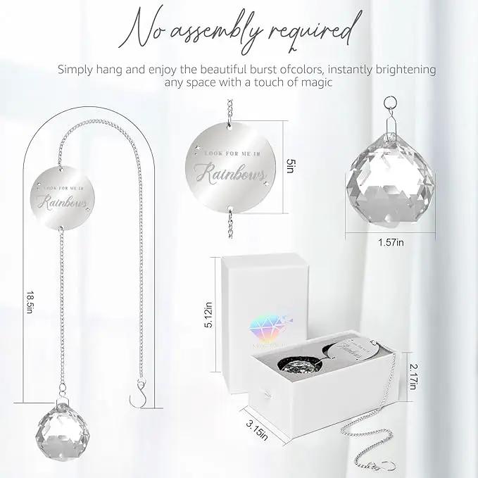 Memorial Gifts for Loss of Loved One, Unique Sympathy Idea, Clear Crystal Ball Grief Suncatcher, Rainbow Bereavement Box for Mom Dad Husband Son Daughter by GreenHaven Gardens
