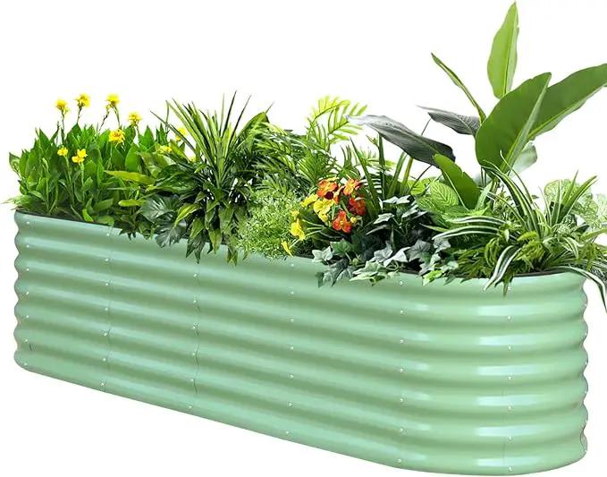 SnugNiture 8x2x2ft Raised Garden Bed Kit, 24" Tall Outdoor Metal Raised Planter Box for Planting Plants Vegetables Flowers Fruits, Green by GreenHaven Gardens