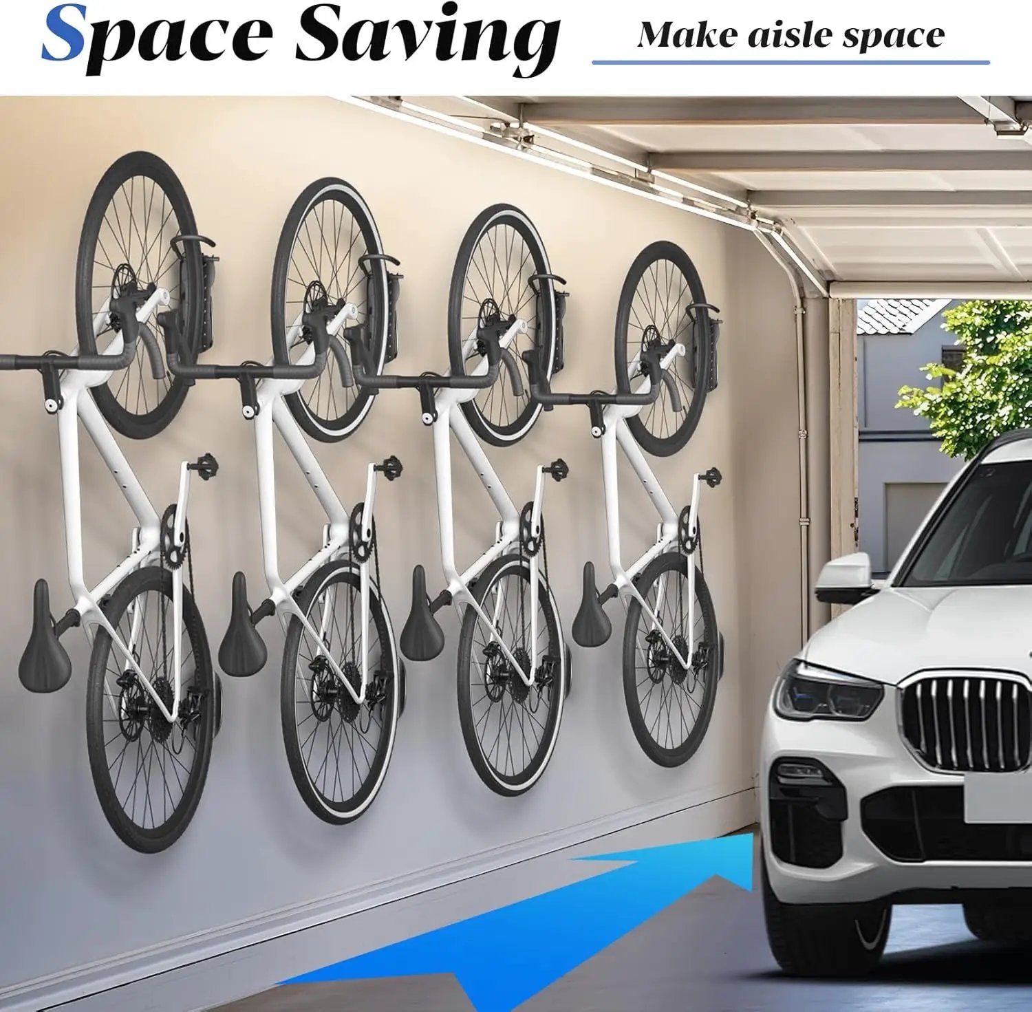 Goovilla Swivel Bike Wall Mount 4 Pack, Space Saving Bike Hangers for Garage with Screw and Easy Installation, Metal Vertical Bike Rack Wall Mount Holds up to 66.2lbs with No-scratch Protection, Black by GreenHaven Gardens
