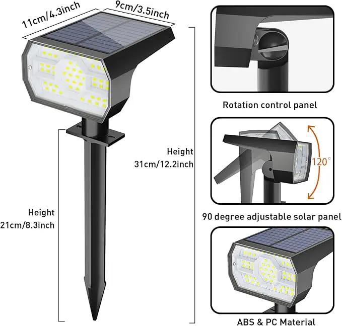 NYMPHY Solar Lights Outdoor Waterproof IP68, 56 LED 3 Lighting Modes Solar Powered Garden Yard Spot Solar Lights for Outside Landscape- 4 Pack (Cool White) by GreenHaven Gardens