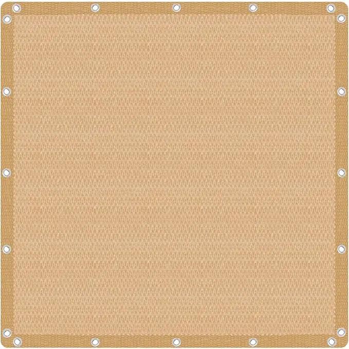 VICLLAX Shade Fabric Sun Shade Cloth with Every 2 FT Grommets for Patio Garden Pergola Cover Canopy 7x11 FT, Wheat by GreenHaven Gardens