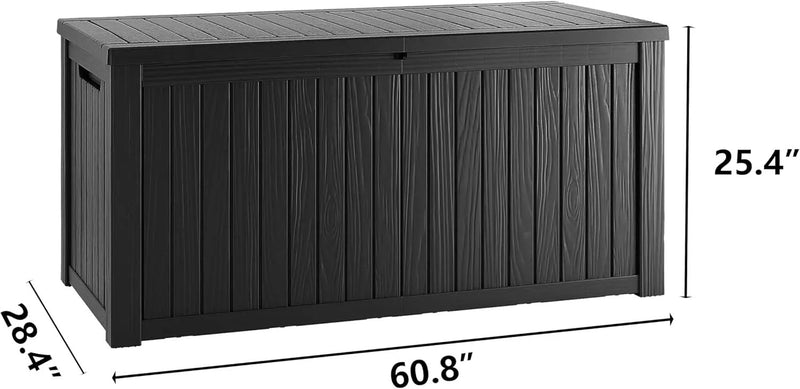 180 Gallon Waterproof Large Resin Deck Box Indoor/Outdoor Lockable Storage Container and Seating for Garden, Pool, and Patio (180 Gallon, Grey) by GreenHaven Gardens