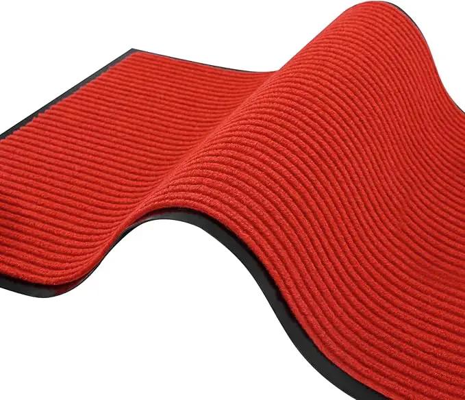 fani Heavy Duty Large Outdoor Indoor Entrance Black Doormat Waterproof Low Profile Entrance Rug Front Door Mat Patio Anti-Skid Rubber Back, 35x60 inch (China Red) by GreenHaven Gardens