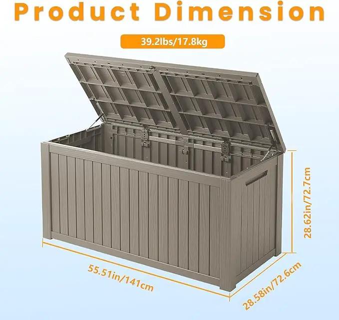 200 Gallon Outdoor Storage Bench Waterproof - Resin Deck Storage Chest for Patio & Pool, Lockable Outdoor Storage Box for Cushions & Tools, UV-Resistant, Granite Grey by GreenHaven Gardens