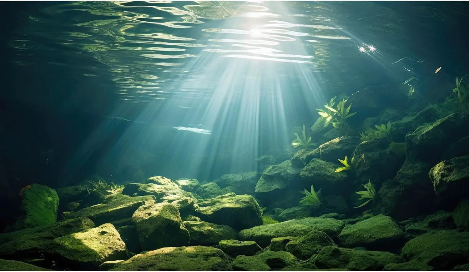 Under The Sea Aquarium Background Aquatic Plants Deep Sea Fish Tank Background Underwater Sunray Rock Terrarium Backgrounds Deep Ocean Floor Tropical Fish Tank Backgrounds 72x16in by GreenHaven Gardens