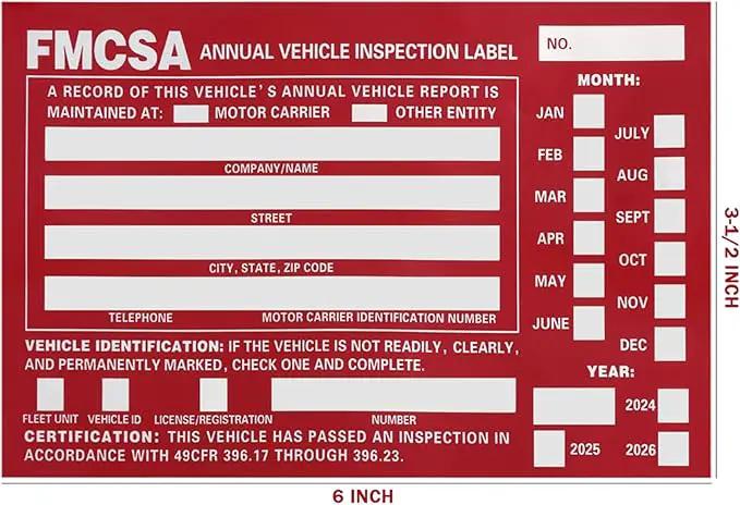 25 Pack 3-Ply Carbonless Annual Vehicle Inspection Report Form with White Interior Inspection Label and Red Exterior Aluminum Inspection Label by GreenHaven Gardens