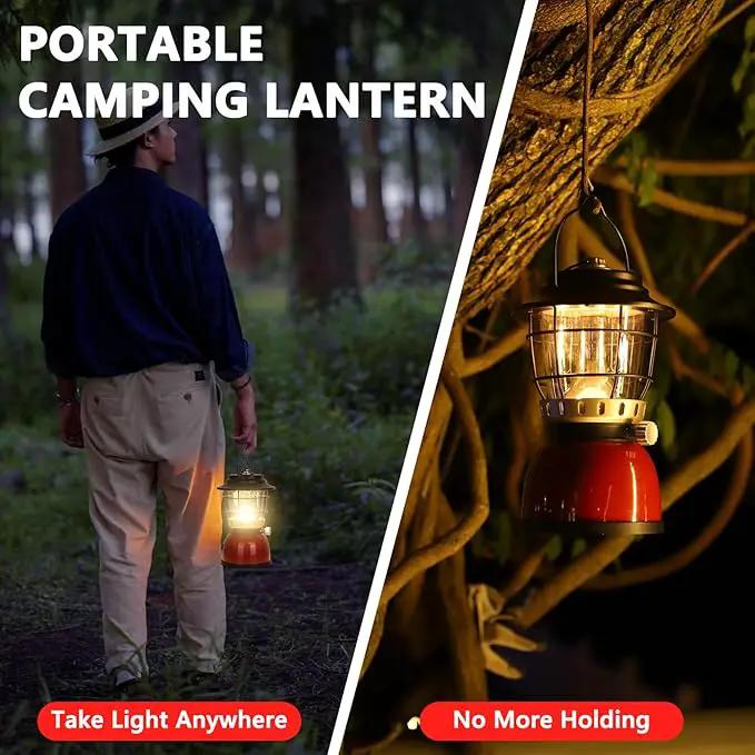 LED Camping Lantern Rechargeable Stepless Dimming Vintage Tent Lamp, 4000mAh Power Bank, IPX5 Waterproof Portable Hanging Camping Tent Light for Camping Hiking Emergency and Power Outage by GreenHaven Gardens