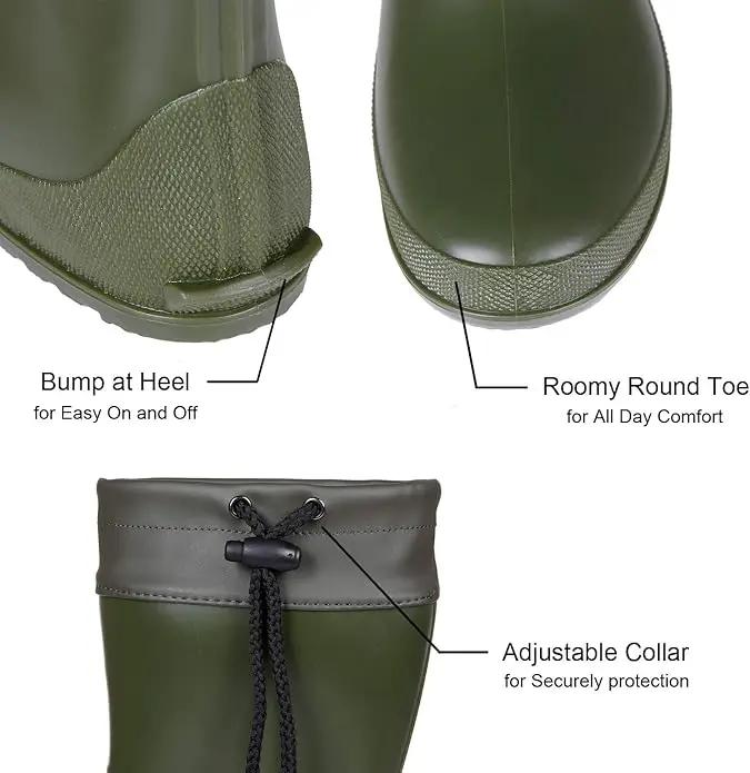 Asgard Packable Tall Rain Boots for Women Waterproof Rubber Garden Boots Ultra Lightweight Flat Mud Boots- NOT FOR WIDE CALF by GreenHaven Gardens