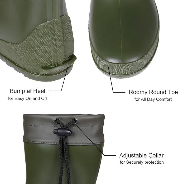 Asgard Packable Tall Rain Boots for Women Waterproof Rubber Garden Boots Ultra Lightweight Flat Mud Boots- NOT FOR WIDE CALF by GreenHaven Gardens