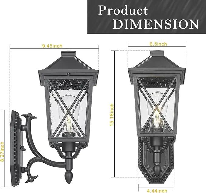 Darkaway Outdoor Wall Light Fixture,2pcs Outside Porch Lights Wall Mounted Seeded Glass Exterior Waterproof Lantern Modern E26 Socket Wall Sconce Lighting for Front Door Yard Patio by GreenHaven Gardens