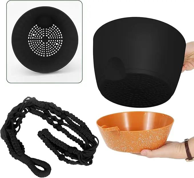 GARDIFE 10 Inch Hanging Planters with Macrame Plant Hanger for Indoor and Outdoor Plants, 2 Pack Large Self Watering Hanging Plant Pot with Basket Flower Pot with Drainage Hole, Black by GreenHaven Gardens