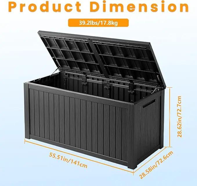 200 Gallon Outdoor Storage Box Waterproof Lockable Resin Deck Box Large, Patio Storage Bin for Pool Accessories Cushion Furniture, Garden Tools, UV-Resistant Outside Delivery Black by GreenHaven Gardens