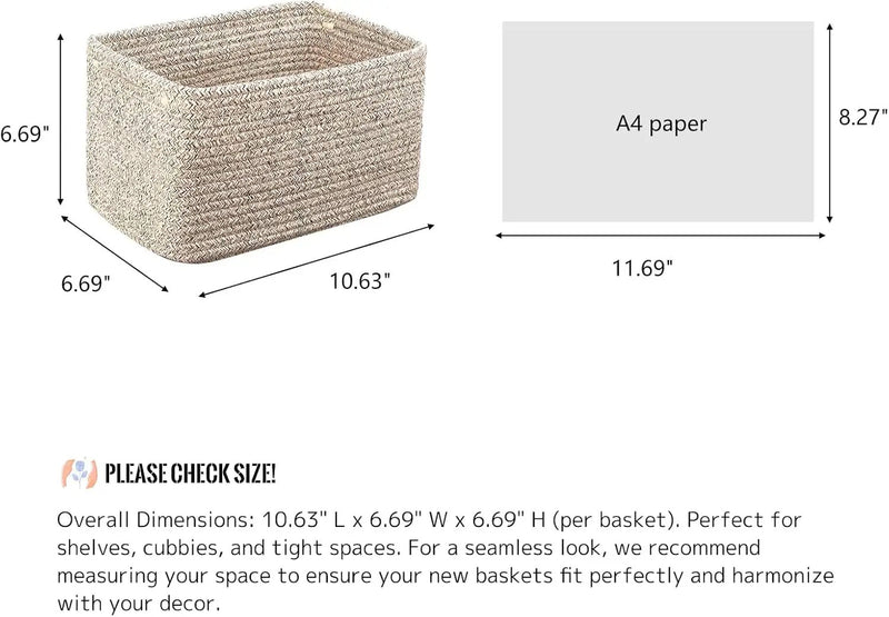 Small Cotton Rope Basket – Storage Bin for Organizing (10.6" x 6.7" x 6.7"), Bathroom Storage Basket for Shelf, Counter & Closet（Beige） by GreenHaven Gardens