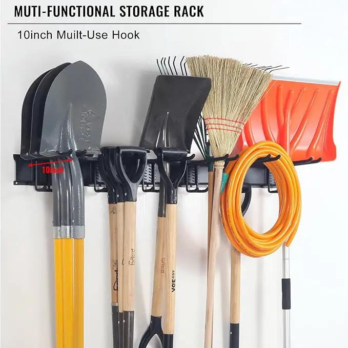 Wall Mount Tool Storage Rack, Heavy Duty Garage Storage Tool Organizer, Garden Tool Wall Hooks and Hangers, Hold Up to 350lbs Black by GreenHaven Gardens