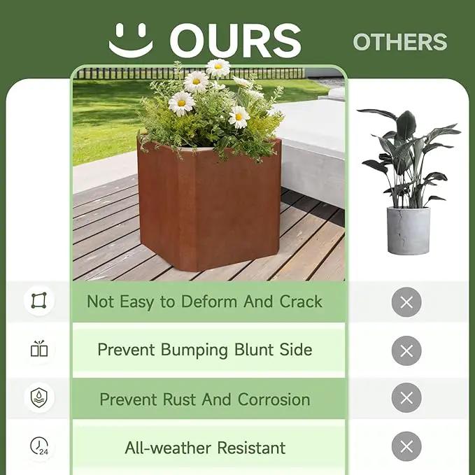 Corten Steel Planter Box-24"x24"x24"-Large Square Planter Matel -Outdoor Indoor- Heavy Duty Rustic Tall Planter Flower Pot Commercial Residential for Patio Porch Deck Home Backyard by GreenHaven Gardens