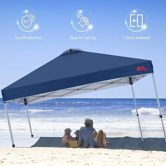 MASTERCANOPY Durable Pop-up Canopy Tent with 1 Sidewall (8'x8',Navy Blue) by GreenHaven Gardens
