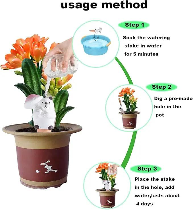 4-Pack Self-Watering Terracotta Spikes for Plants, Automatic Plant Watering Stakes, Keeps Plants Hydrated While You're Away, Ideal for Indoor & Outdoor Use (Hedgehog with Umbrella Design) by GreenHaven Gardens