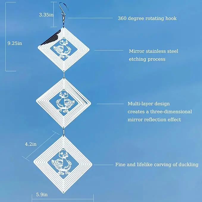 Bird Deterrents for Outside, Reflective Stainless Steel Wind Spinner, Ducks Wind Spinners Outdoor Garden Decor, Bird Scare Devices to Keep Woodpeckers, Pigeons Away from Your House, Patio, Orchards by GreenHaven Gardens