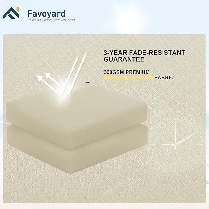Favoyard Outdoor Chair Cushion 22 x 22 x 3 Inch Rainproof & 3-Year Fade Resistant Patio Furniture Cushions with Removable Cover and Adjustable Ties for Garden Sofa Couch Pads Set of 2, Beige by GreenHaven Gardens