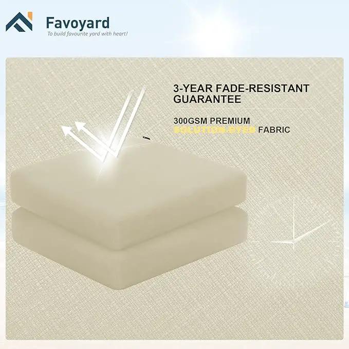 Favoyard Outdoor Chair Cushion 18.5 x 16 x 3 Inch Rainproof & 3-Year Fade Resistant Patio Furniture Cushions with Removable Cover and Adjustable Ties for Garden Sofa Couch Pads Set of 2, Beige by GreenHaven Gardens