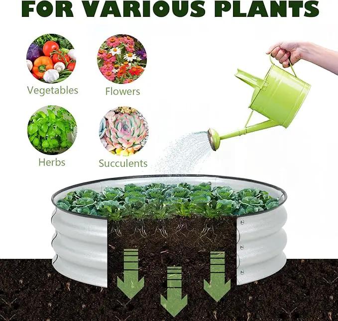 BPS Metal Raised Garden Bed, 2.5FT Diameter Galvanized Planter Raised Garden Boxes for Flower Planters, Vegetables Herb by GreenHaven Gardens