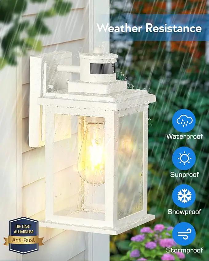 VIANIS Motion Sensor Porch Lights, 2 Packs Outdoor Wall Lights Wall Mount, White Dusk to Dawn Outdoor Sconce Lights, Waterproof Exterior Light Fixture for House, Garden, Patio,Hardwired, Non-Solar by GreenHaven Gardens