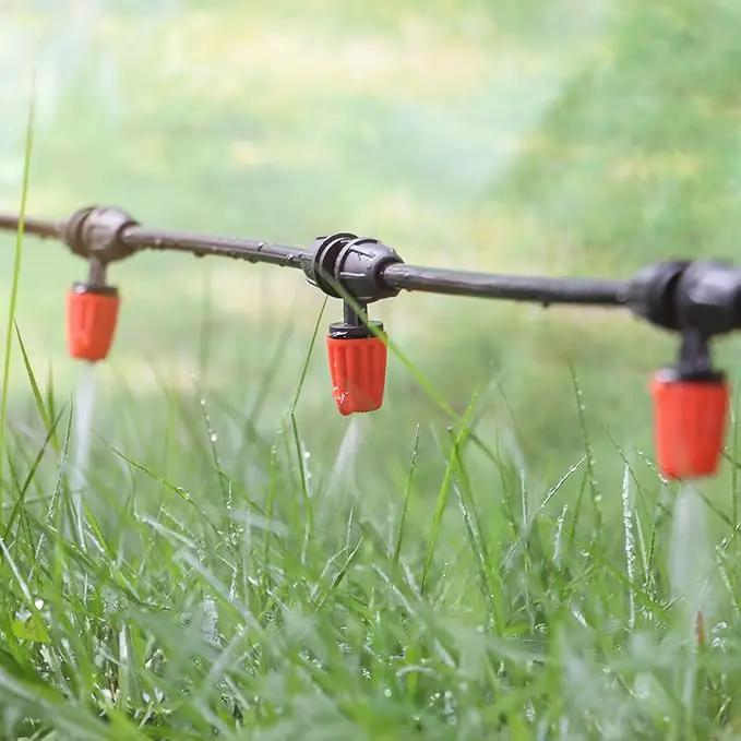Three-Way Atomizing Nozzle for 1/4 inch Drip Irrigation Tubing, 30 Pcs Adjustable Micro Spray Irrigation Emitters with Anti-leak Lock Nut No Leak Barbed Emitter Fittings for Sprinkle System by GreenHaven Gardens