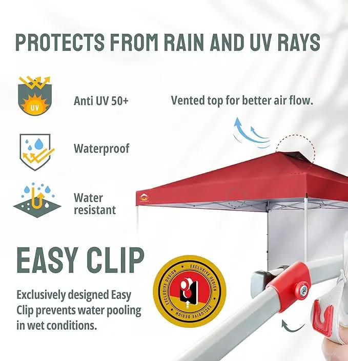 CROWN SHADES 12x12 Pop Up Canopy Tent Instant Commercial with 150D Silver Coated Fabric Including 1 Removable Sidewall, 4 Ropes, 8 Stakes, Weight Bags, STO 'N Go Bag, Red by GreenHaven Gardens