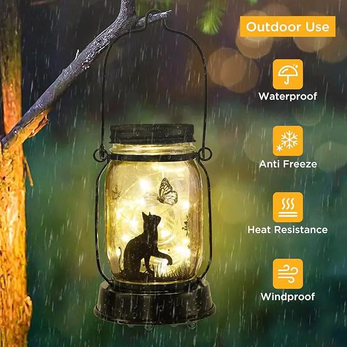 Cat Solar Lanterns Cat Gifts for Women Men Cat Lovers Gifts Hanging Cat Lanterns with Stake for Yard Lawn Garden Decor Black Cat Lantern by GreenHaven Gardens