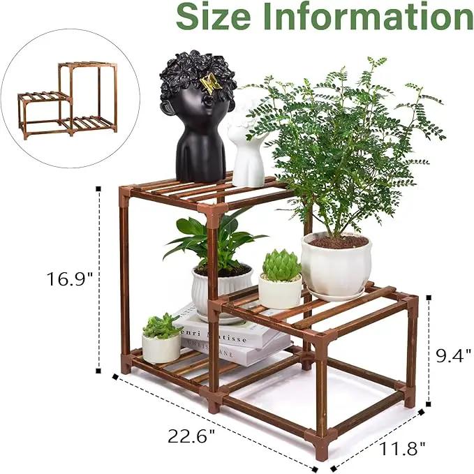 XXXFLOWER Plant Stand Indoor Outdoor 3 Tiers Wood Plant Shelf for Multiple Plants ，Large Plant Rack for Window Garden Balcony Patio Porch Living Room by GreenHaven Gardens
