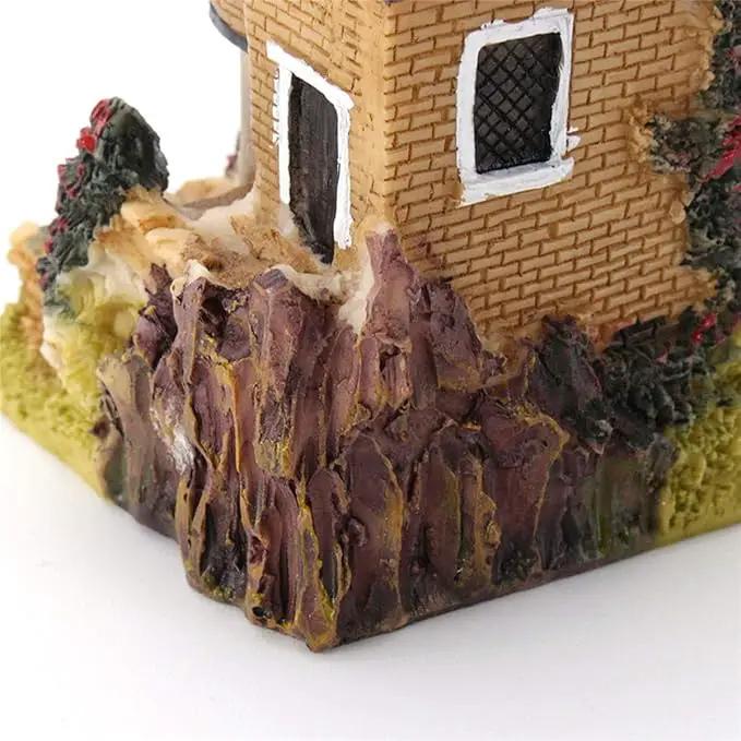HAPYLY 4PCS Miniature House Fairy Gardening Micro Landscape Village Stone House Bonsai Terrarium Crafts Ornaments Accessories Home Decoration Resin