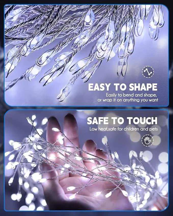 Brightown Solar String Lights for Outside, 2 Packs Total 39.2Ft 480 LED Solar Fairy Lights for Outdoor Waterproof, Firecracker Twinkle Lights with 8 Modes for Patio Party Garden Yard Home, Pure White by GreenHaven Gardens