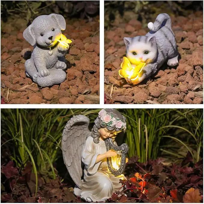 Solar Garden Statues Outdoor Angels Lights, Unique Housewarming Garden Gifts for Women Mom Wife Grandma and Sisters，Cute Angels Sculpture Decoration for Patio, Terrace, Balcony, Lawn by GreenHaven Gardens