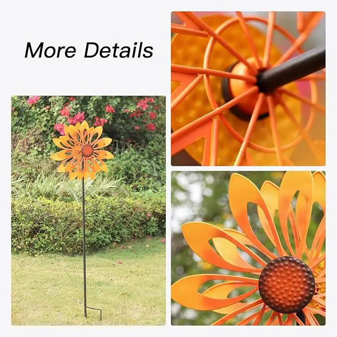 Birthday Gifts for Women Floral Yard Garden Wind Spinners - Large Outdoor Metal Wind Spinners with Vane, Lawn Yard Art Garden Decor (Sunflower) by GreenHaven Gardens