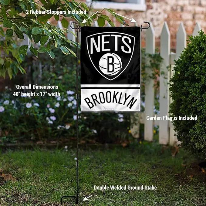 WinCraft Brooklyn Nets Garden Flag with Stand Holder by GreenHaven Gardens