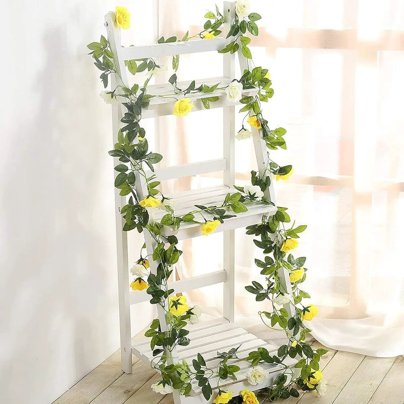 JUSTOYOU 2 Pack (15.8FT) Fake Rose Garland, Artificial Rose Vines Flowers Hanging Silk Rose Vine Wedding Home Backdrop Party Arch Arrangement Decoration by GreenHaven Gardens